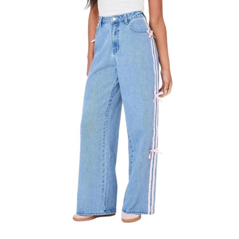 I Saw It First Womens/Ladies Bow Jeans / Camel